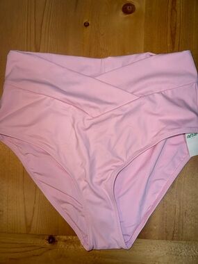 aerie Light Pink High-Waist Crisscross Bikini Bottom